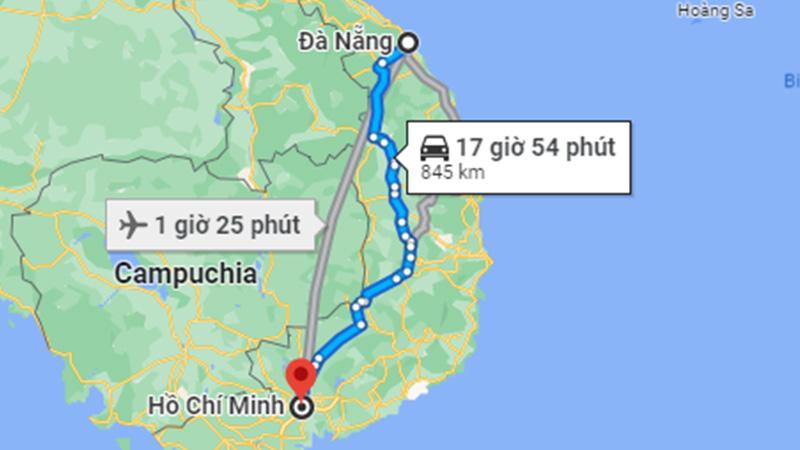 Đường đi Đà Nẵng Sài Gòn