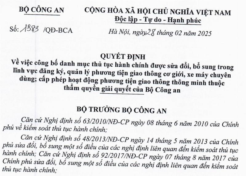 Xe máy chuyên dùng trong lĩnh vực an ninh